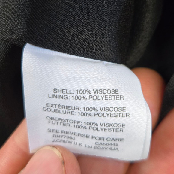 J.Crew Black Crepe Ruffle Hem V Neck Knee Length Flounce Wrap Dress Size 0 - Picture 7 of 9